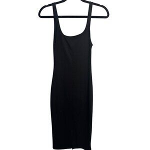 Zara Black Small Midi Sleeveless Bodycon Dress
